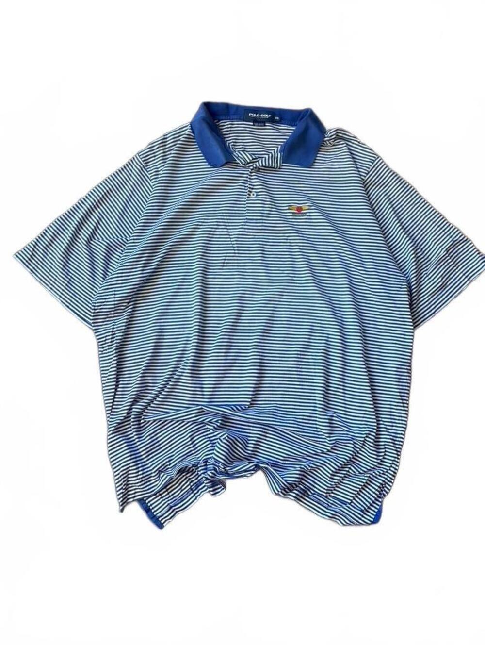 Vintage Polo Golf Striped Athletic Polo Shirt Size XXL Balliard Embroidery Blue